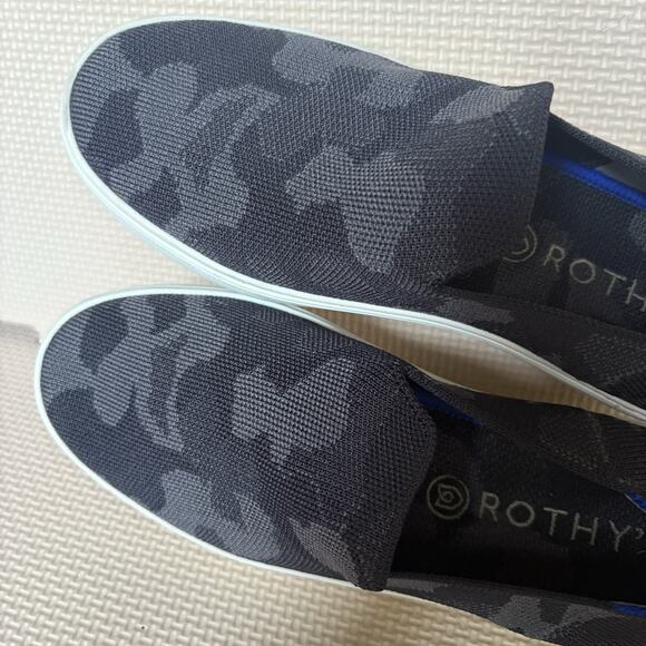Rothy’s The Original Slip On Sneaker Women’s Size 7 Black Grey Camo Knit Comfort - Picture 6 of 9